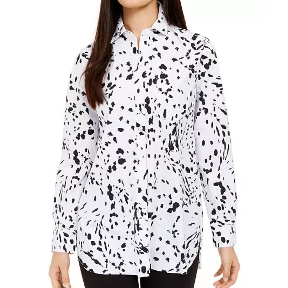 Alfani Printed Long Sleeve Button Up Shirt